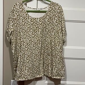 DENIM & CO. Short sleeve TOP size-3X multi shades of brown, tan, cream - Soft